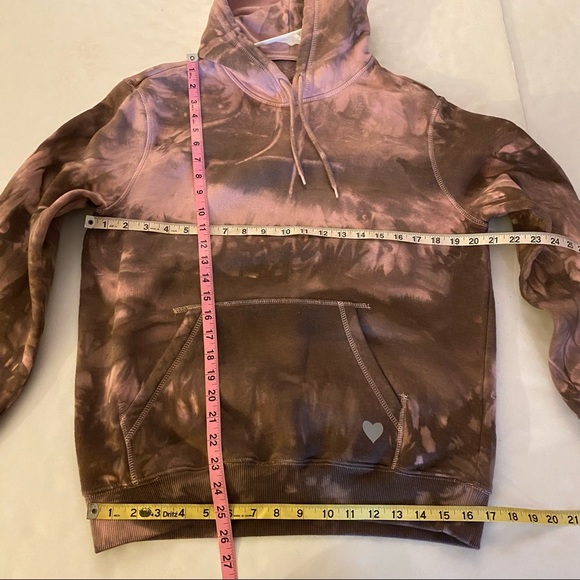 Custom Tie Dye Reflective Heart Pullover Sweatshirt Hoodie wPocket Womens Medium - Picture 10 of 13
